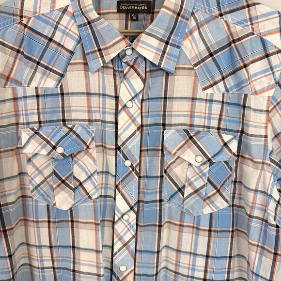 Denver Hayes Western Shirt Sz XL Plaid Button Up Pearl Snap Short Sleeve Cowboy - Picture 3 of 13
